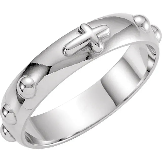 Sterling Silver 5mm Rosary Ring