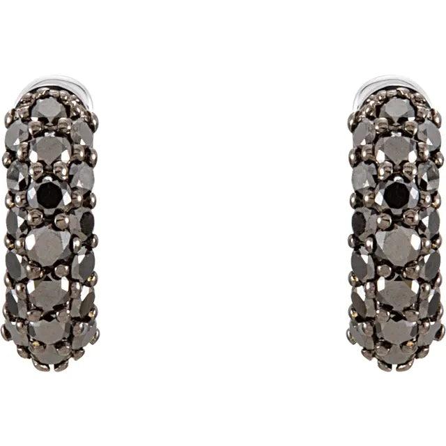 Black Diamond Earrings | 14K White Gold Hoops, 5/8 CTW | Viridian Gold