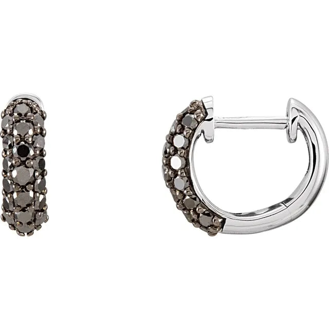 Black Diamond Earrings | 14K White Gold Hoops, 5/8 CTW | Viridian Gold