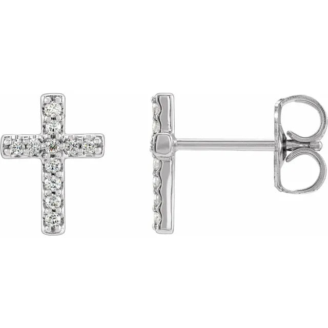 Diamond Cross Earrings | 14K Gold, Platinum, Sterling Silver | Viridian Gold