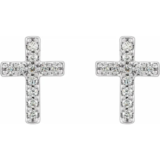 Diamond Cross Earrings | 14K Gold, Platinum, Sterling Silver | Viridian Gold