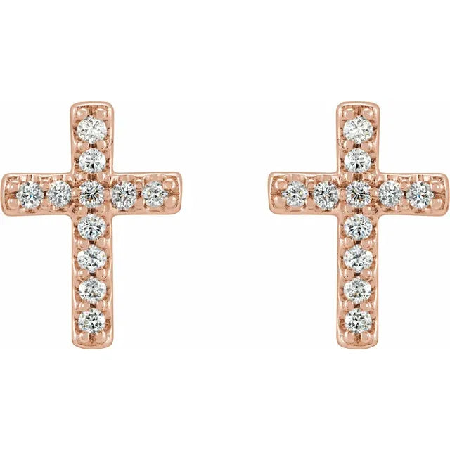 Diamond Cross Earrings | 14K Gold, Platinum, Sterling Silver | Viridian Gold