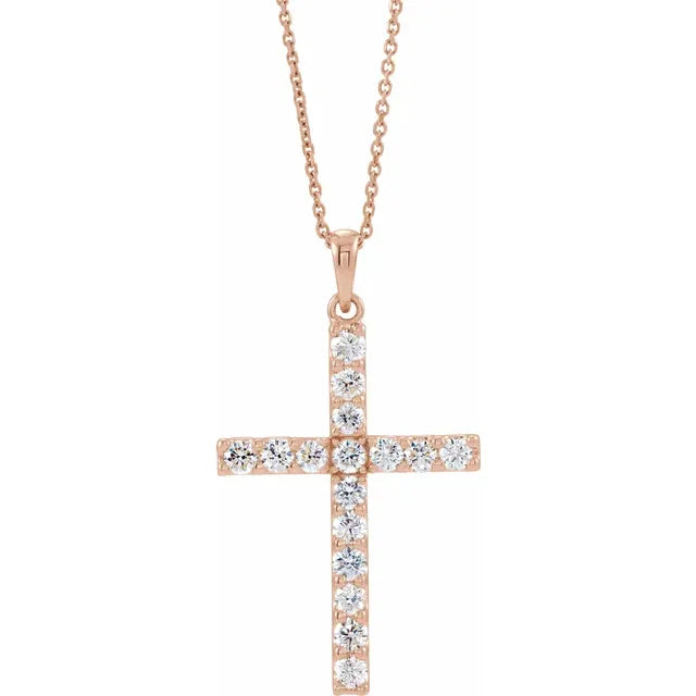 Diamond Cross Necklaces | Gold, Platinum, or Sterling Silver | Viridian Gold