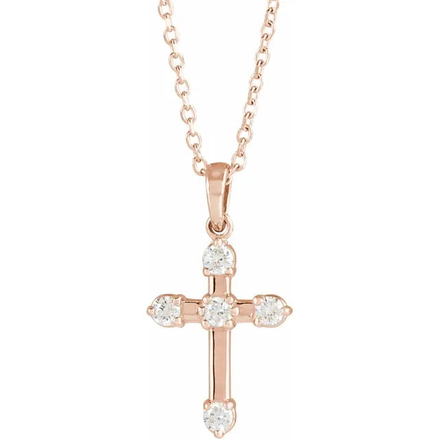 Diamond Cross Necklaces | 14K Gold, Platinum, or Sterling Silver | Viridian Gold