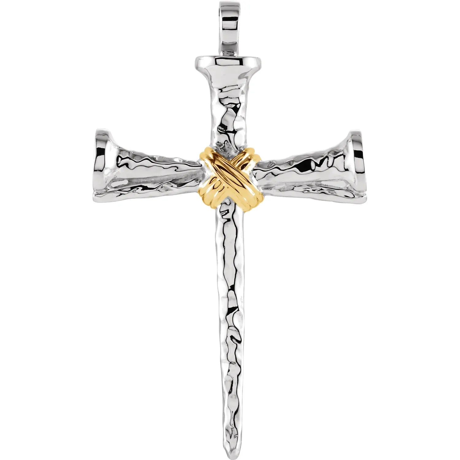 Charms & Pendants - Cross - Three-Nail & Rope Two-Tone #5256