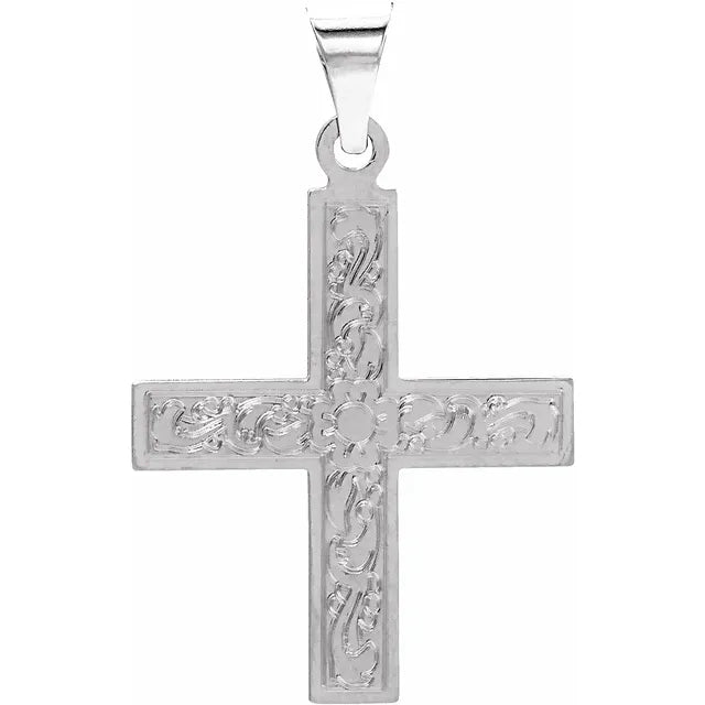 Charms & Pendants - Child's Cross - Floral Greek #2093