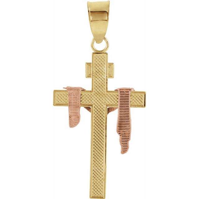 Charms & Pendants - Crucifix in Tri-Gold #5438