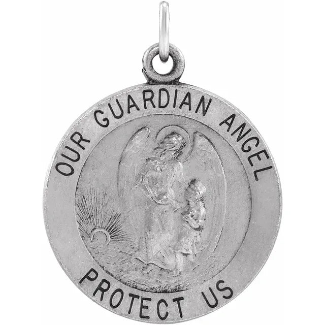 Charms & Pendants - Guardian Angel Hollow Medallion #8086