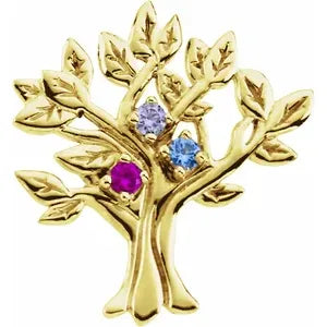 Custom Family Tree Brooch #6028 (14 KT Yellow or White and .925 Sterling Silver)