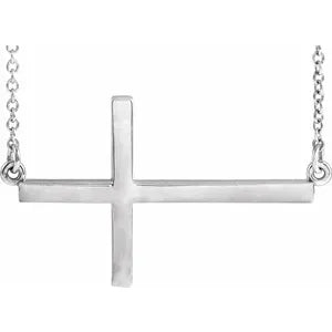 Necklace - Large Sideways Cross - Adjustable Chain #202828