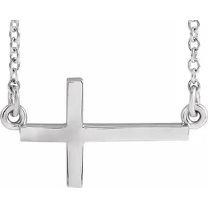 Necklace - Small Sideways Cross - Adjustable Chain #202817