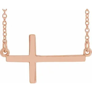 Necklace - Medium Sideways Cross - Adjustable Chain  #2336