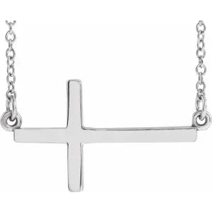 Necklace - Medium Sideways Cross - Adjustable Chain  #2336