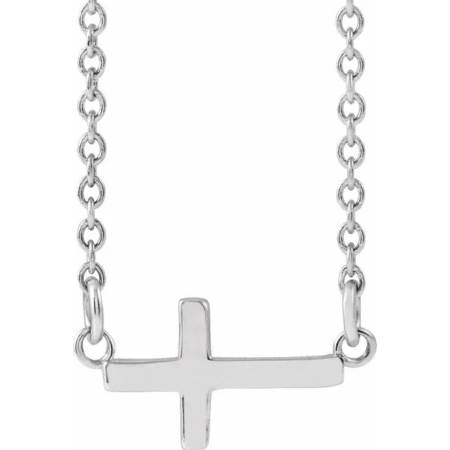 Necklace - Petite Sideways Cross - Adjustable Chain # 2335