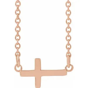 Necklace - Petite Sideways Cross - Adjustable Chain # 2335