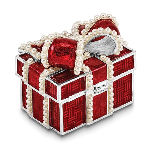 Ring Presentation Box & Holder - Red Enamel Pewter Gift Package #BJ4043