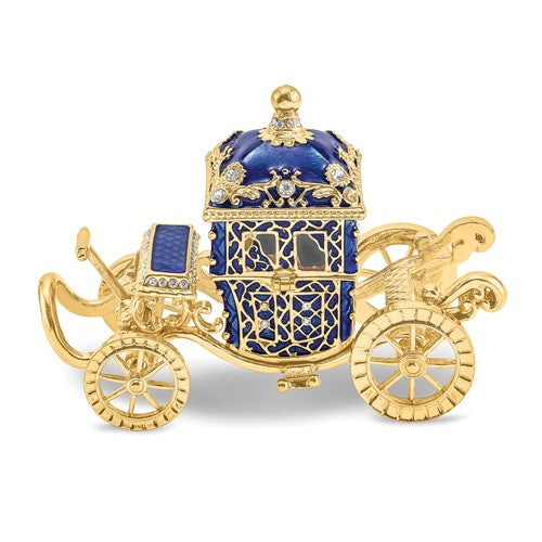 Ring Presentation Box & Holder - Royal Blue Enamel Carriage #BJ4079