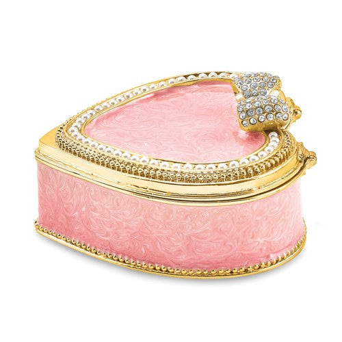 Ring Presentation Box & Holder - Pink Enamel Pewter Heart #BJ4082