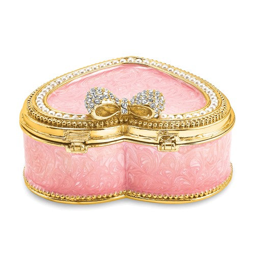 Ring Presentation Box & Holder - Pink Enamel Pewter Heart #BJ4082