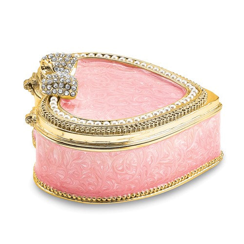 Ring Presentation Box & Holder - Pink Enamel Pewter Heart #BJ4082