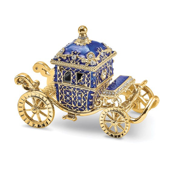 Ring Presentation Box & Holder - Royal Blue Enamel Carriage #BJ4079